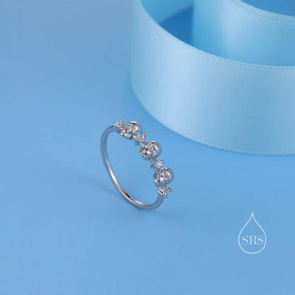 Sterling Silver Triple Skull Ring, Silver Skull Ring, Tiny Skull Ring, US 5-8, Skeleton Ring