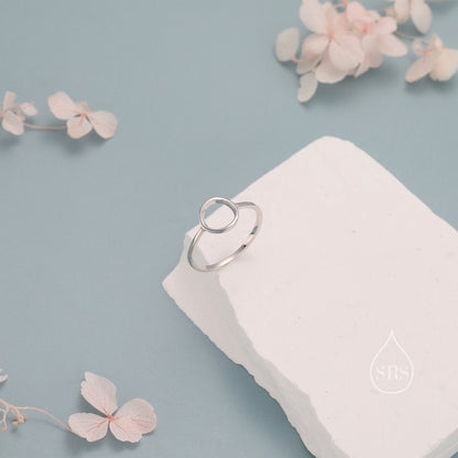 Open Circle Ring in Sterling Silver, US 5 - 8, Minimalist Ring, Geometric Circle Ring in Silver, Solid Silver Ring