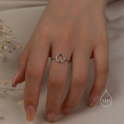 Open Circle Ring in Sterling Silver, US 5 - 8, Minimalist Ring, Geometric Circle Ring in Silver, Solid Silver Ring
