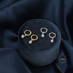 Tiny Mother of Pearl Huggie Hoop Earrings in Sterling Silver, Simple Pearl Dangle Earrings, Gold and Silver
