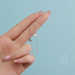 Sterling Silver Butterfly Long Ear Threaders, Butterfly Threader Earrings, Dainty Butterfly Dangle Earrings, Butterfly Earrings