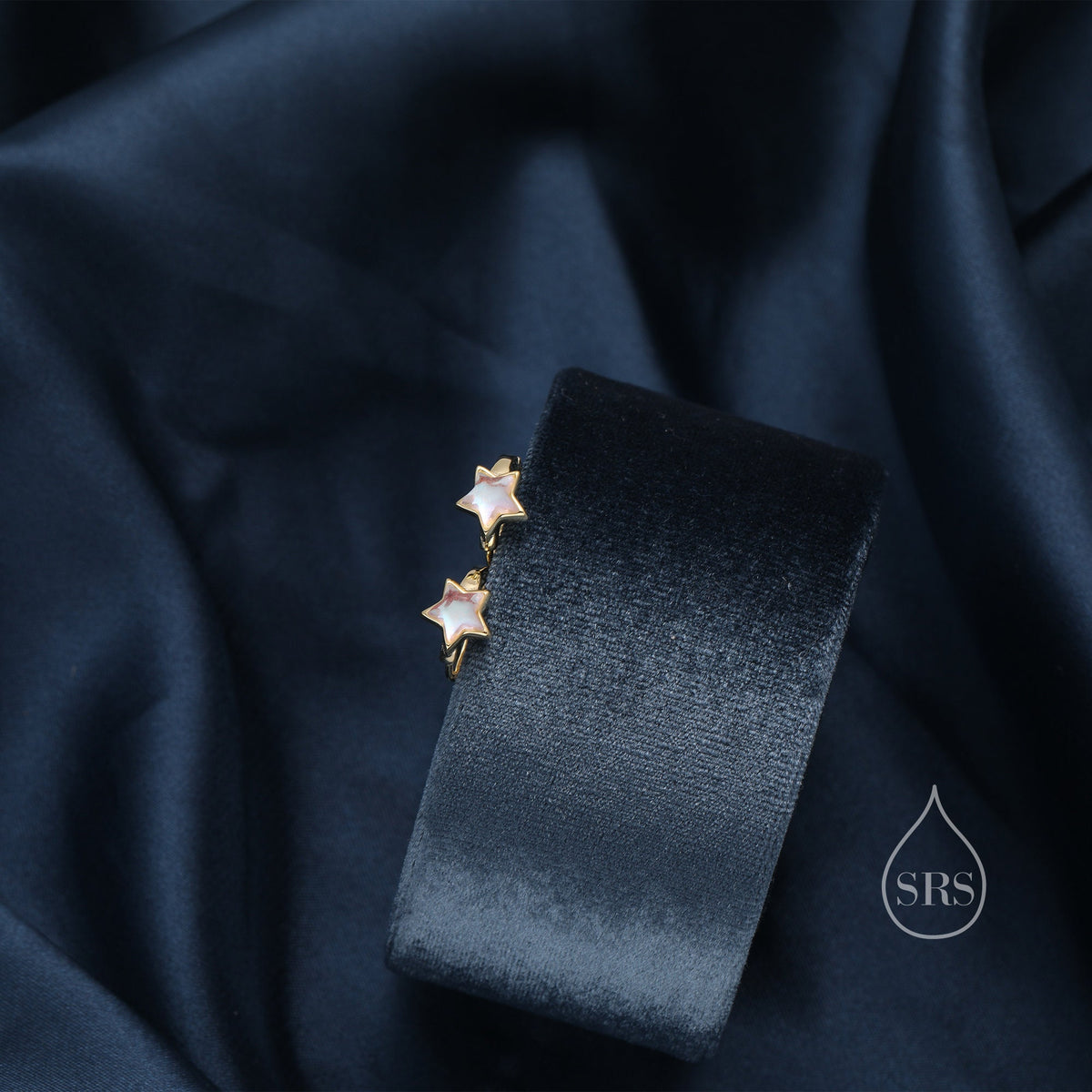Moonstone Star Huggie Hoop Earrings in Sterling Silver, Silver or Gold, Simulated Moonstone Star Hoops, Celestial Earrings, Star Earrings