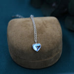 Heart Moonstone Pendant Necklace in Sterling Silver, Moonstone Necklace, Heart Shape Moonstone Necklace, Aurora Crystal, AB Crystal