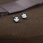 White Opal Long Prong Stud Earrings in Sterling Silver, Silver or Gold, Opal Earrings, Tiny Opal Earrings, Dainty Opal Cluster Earrings