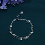 Double Layer Star Bracelet in Sterling Silver, Floating Star Bracelet, Silver Star Bracelet, Tiny Star Bracelet