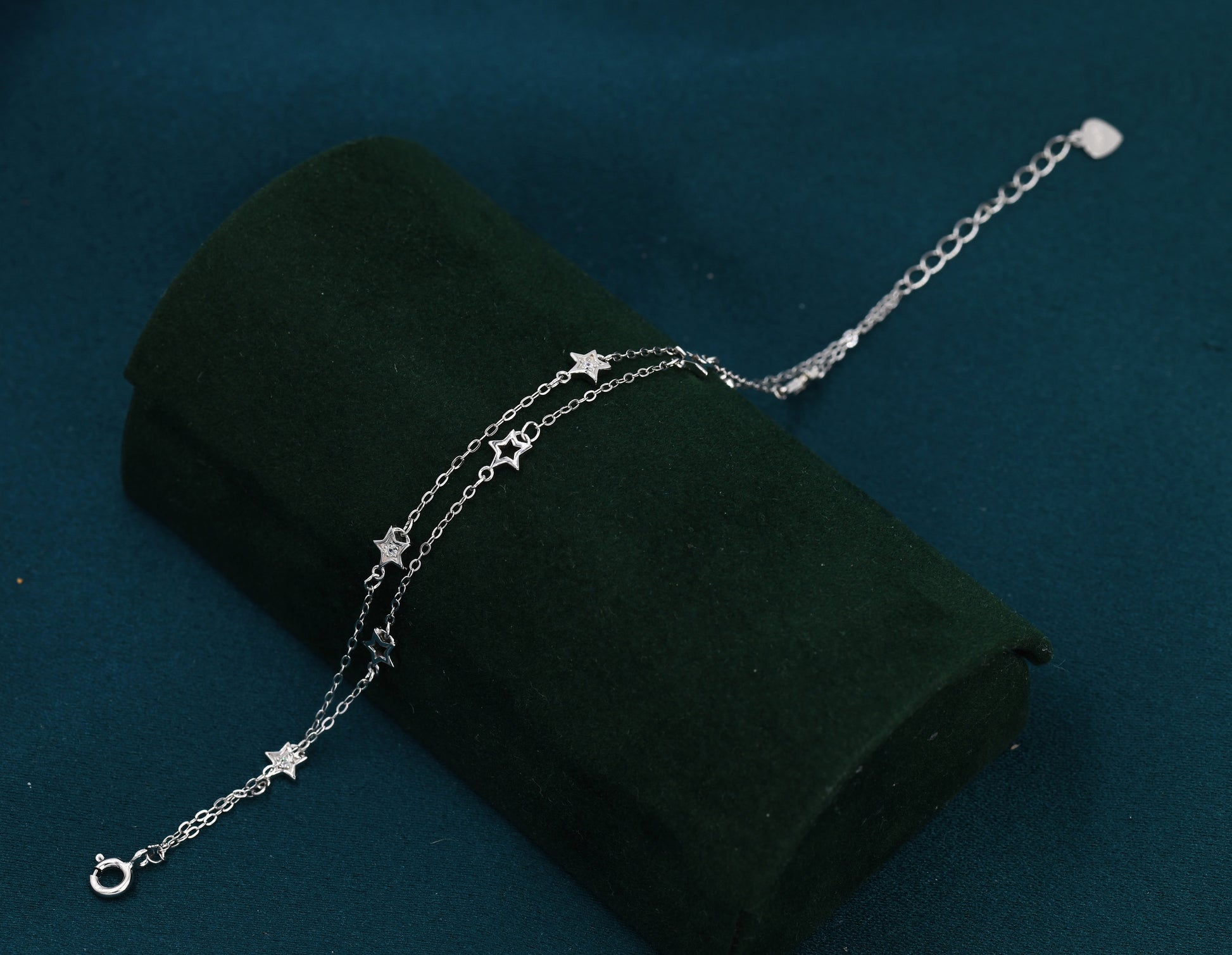 Double Layer Star Bracelet in Sterling Silver, Floating Star Bracelet, Silver Star Bracelet, Tiny Star Bracelet