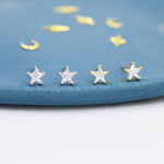 CZ Star Stud Earrings in Sterling Silver, Silver or Gold, Tiny Star Earrings, Solid Silver Small Crystal Star Earrings