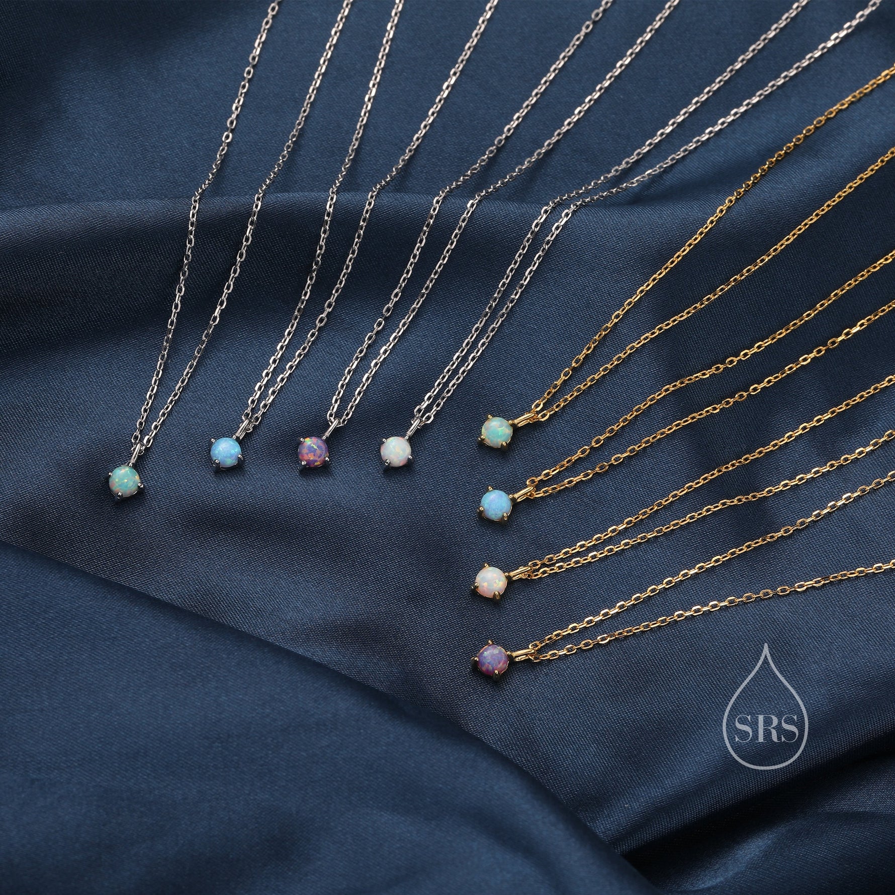 Very Small Cosmic Purple Opal Pendant Necklace in Sterling Silver, Silver or Gold, 5mm Lab Opal Necklace, Single Opal Necklace
