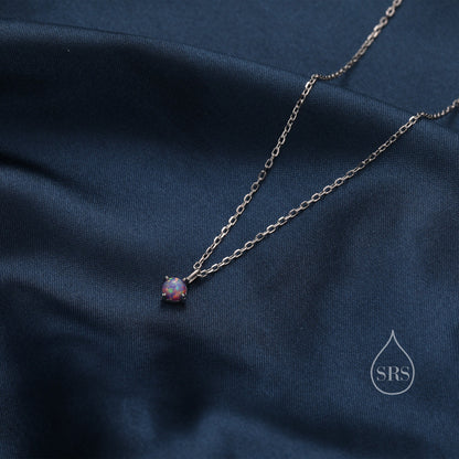 Very Small Cosmic Purple Opal Pendant Necklace in Sterling Silver, Silver or Gold, 5mm Lab Opal Necklace, Single Opal Necklace
