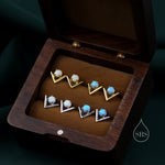 Sterling Silver Opal Chevron Stud Earrings, V shape Opal Earrings, Geometric Opal Earrings, Lab Opal Studs
