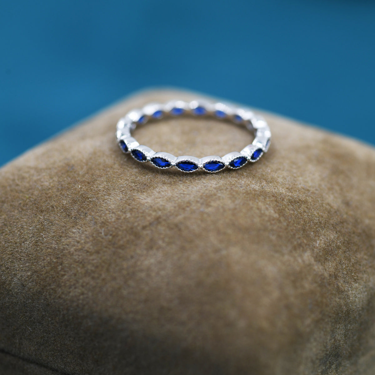Sapphire Blue Marquise CZ Eternity Ring