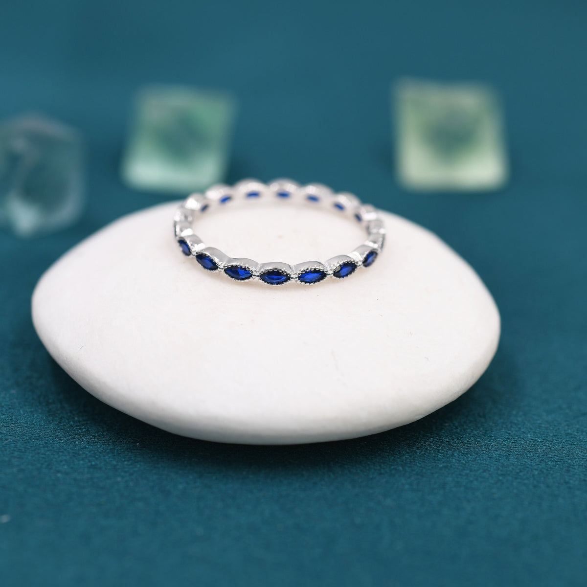 Sapphire Blue Marquise CZ Eternity Ring