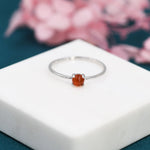 Genuine Red Carnelian Ring in Sterling Silver, US 5 - 8, Natural Red Carnelian Stone Ring, Four Prong Solitaire Ring