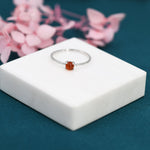 Genuine Red Carnelian Ring in Sterling Silver, US 5 - 8, Natural Red Carnelian Stone Ring, Four Prong Solitaire Ring