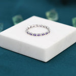 Amethyst Purple Marquise CZ Infinity Ring in Sterling Silver, Skinny Marquise Ring US 5 - 8