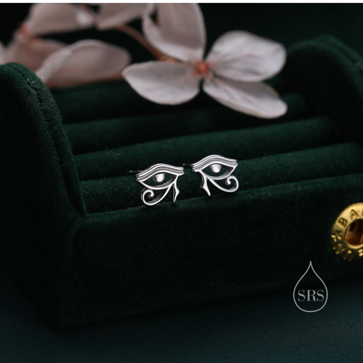Eye of Horus Stud Earrings in Sterling Silver, Silver or Gold, Ancient Egypt Inspired Earrings, Egyptian Eye Earrings, Silver Eye Earrings