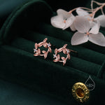 Sterling Silver Tiny Wreath Stud Earrings - Silver or Gold, CZ Circle Flower Stud Earrings, Wedding, Bridal, Christmas Earrings