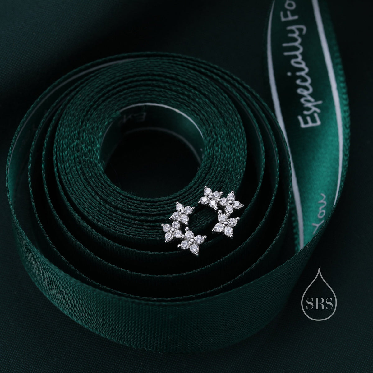 CZ Hydrangea Bouquet Internally Threaded Flat Back/ Screw Back/ Stud Earrings in Sterling Silver, Silver, Gold or Rose Gold, Flower Earrings