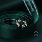 CZ Hydrangea Bouquet Internally Threaded Flat Back/ Screw Back/ Stud Earrings in Sterling Silver, Silver, Gold or Rose Gold, Flower Earrings