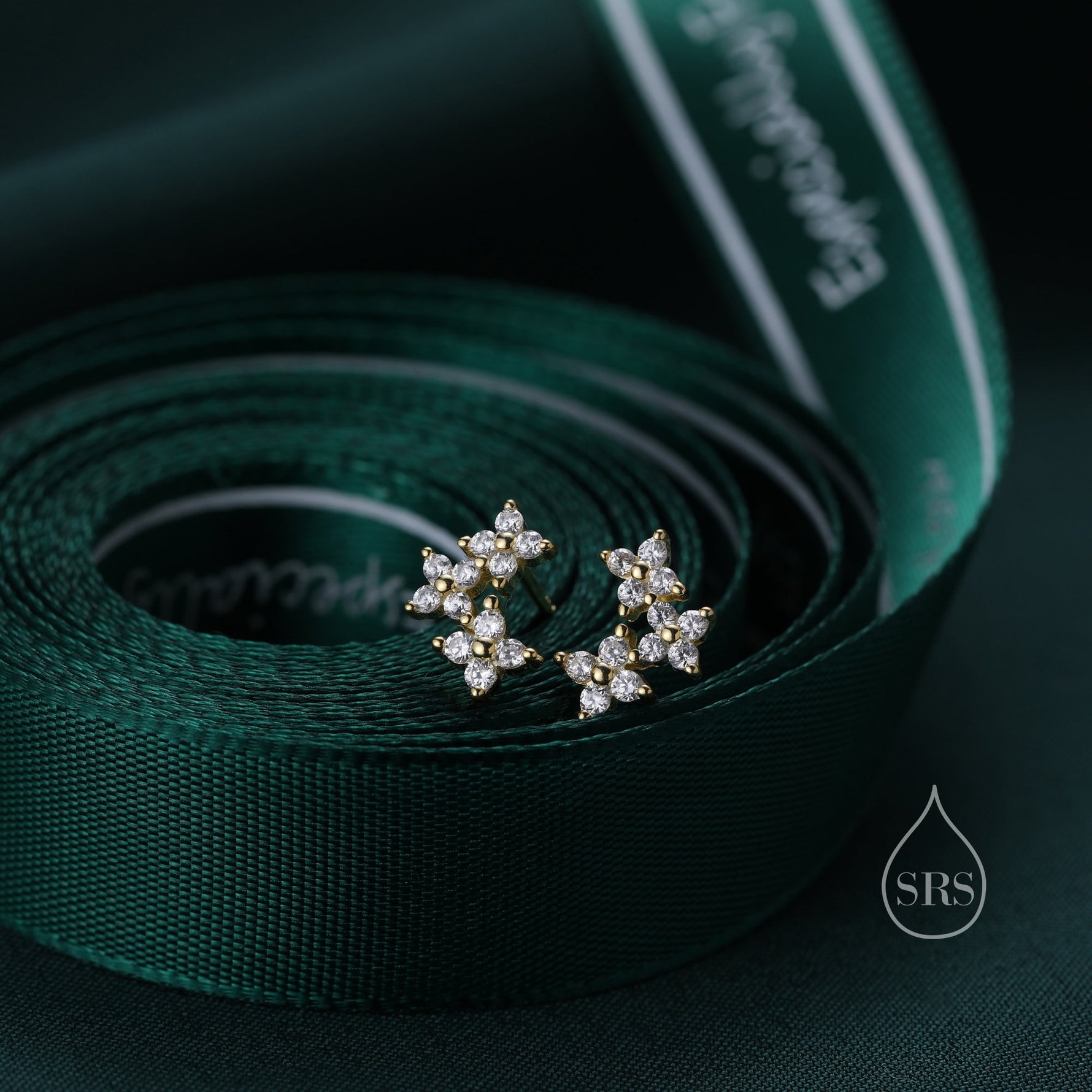 CZ Hydrangea Bouquet Internally Threaded Flat Back/ Screw Back/ Stud Earrings in Sterling Silver, Silver, Gold or Rose Gold, Flower Earrings