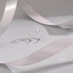 Starburst Star Huggie Hoop Earrings in Sterling Silver, Tiny North Star CZ Trio Open Hoops, Pull Through Threaders, Half Hoops