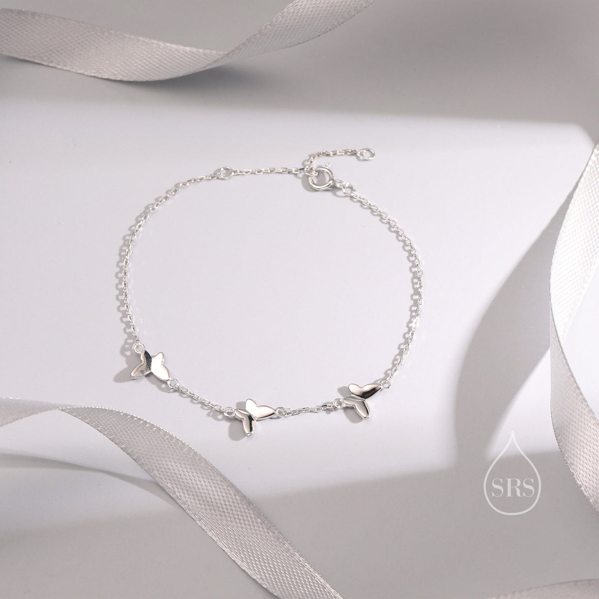 Sparkling Butterfly Trio Charm Bracelet