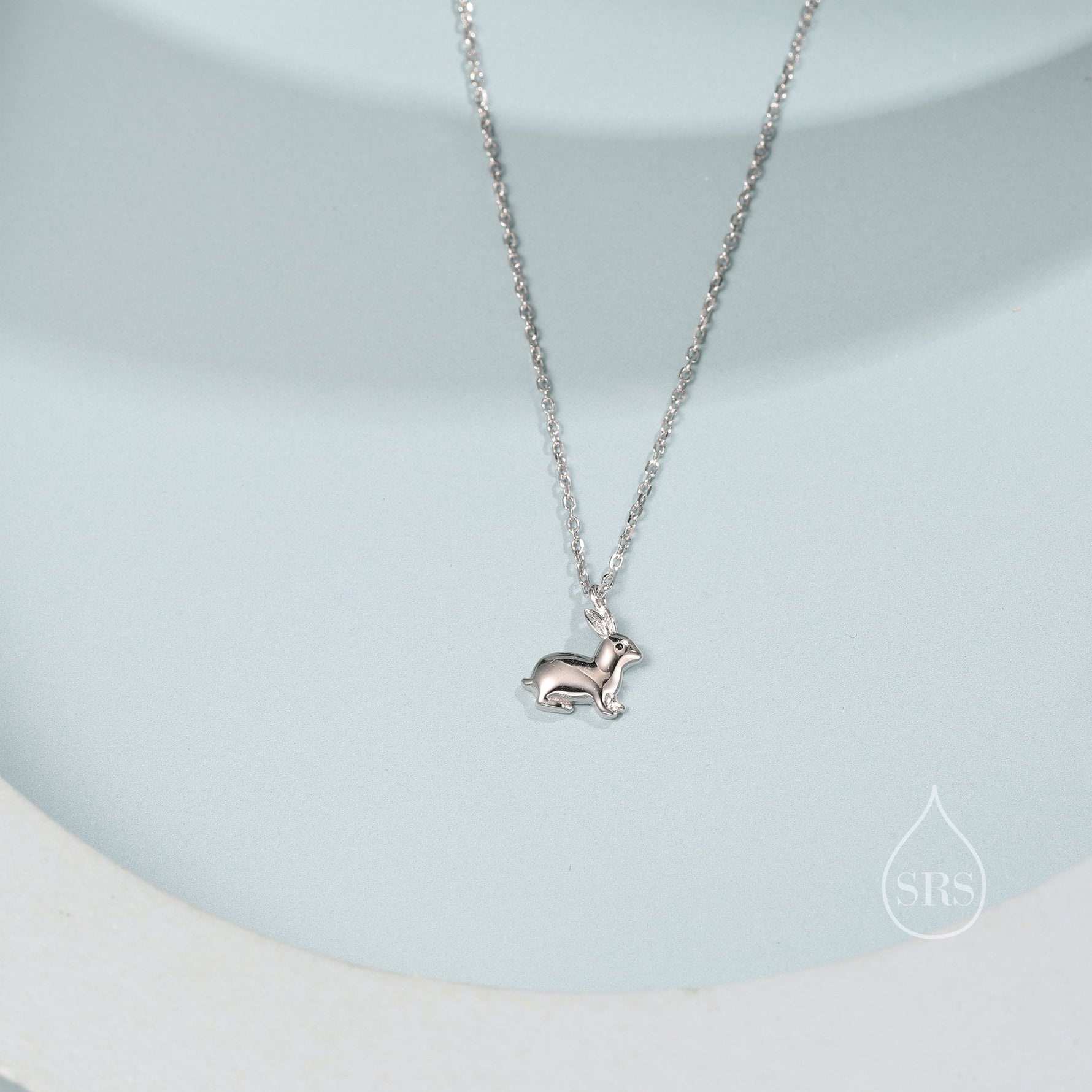 Tiny Little Rabbit Pendant Necklace in Sterling Silver, Silver Rabbit Necklace, Silver Hare Necklace