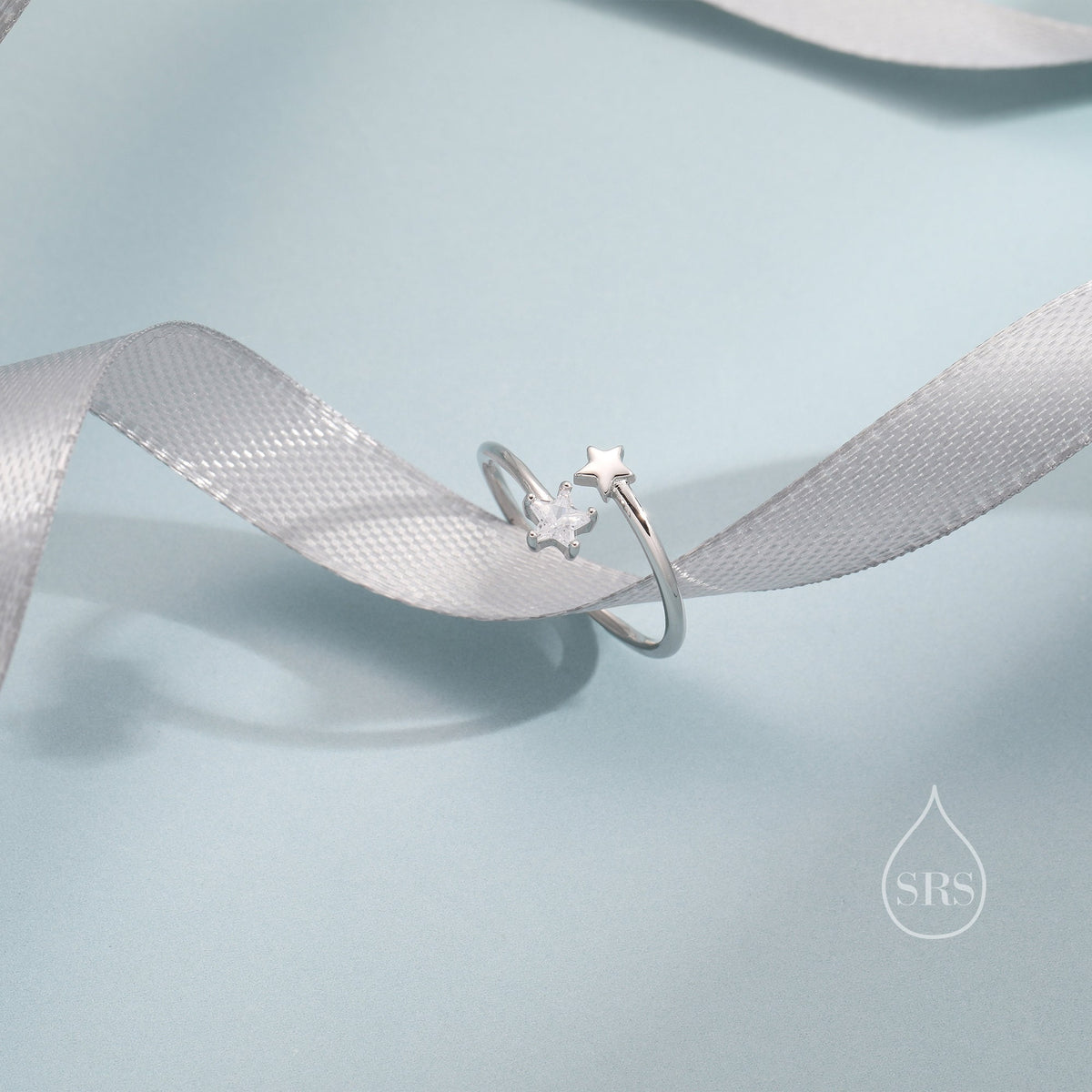 CZ Double Star Open Ring