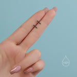 Black CZ Bar Stud Earrings in Sterling Silver, Silver or Gold or Rose Gold, Skinny Bar Stud, CZ Bar Earrings