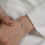 Sterling Silver CZ Moon and Star Bracelet, Silver or Gold, Moon and Star Charm Bracelet, Celestial Jewellery