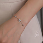 CZ and Crystal Butterfly Floating Bracelet in Sterling Silver, Silver or Gold or Rose gold, Satellite Bracelet, Solid Silver Bracelet