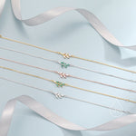 Green CZ Olive Leaf Motif Bracelet