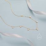 CZ Dangle Necklace in Sterling Silver, Silver or Gold or Rose Gold, Satellite Crystal Necklace, Solid Silver Motif Necklace