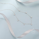CZ Dangle Necklace in Sterling Silver, Silver or Gold or Rose Gold, Satellite Crystal Necklace, Solid Silver Motif Necklace
