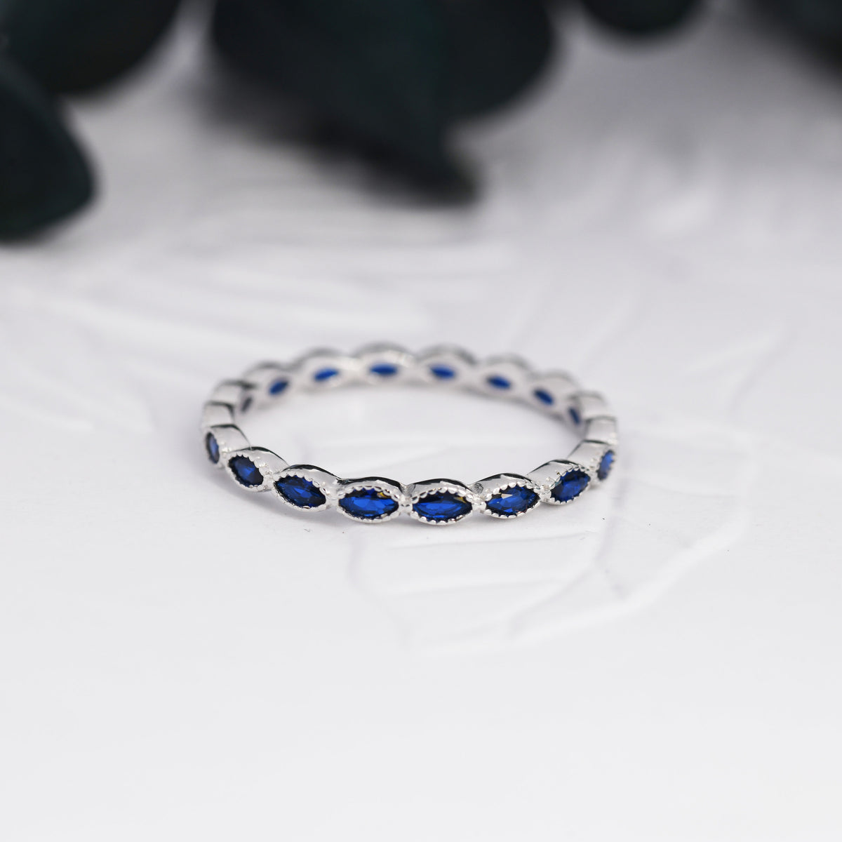 Sapphire Blue Marquise CZ Eternity Ring