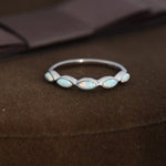 Fire Opal Marquise Ring in Sterling Silver, US 5 - 8, Opal Cluster Ring, Silver Opal Ring, Lab Opal Stone Ring, White Opal Ring