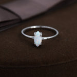 Fire Opal Marquise Ring in Sterling Silver, US 5 - 8, Single Opal Marquise Ring, Silver Opal Ring, Lab Opal Stone Ring, White Opal Ring