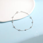 CZ Floating Bracelet or Anklet in Sterling Silver, Silver or Gold, Satellite Crystal Bracelet or Anklet, Solid Silver Motif Bracelet