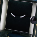 Tiny Little Opal Curved Bar Stud Earrings in Sterling Silver, Silver or Gold, Blue Opal or White Opal, Opal Bar Earrings