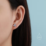 Moonstone Trio Stud Earrings in Sterling Silver, Moonstone Trinity Earrings, Simulated Moonstone Earrings, Trefoil Three