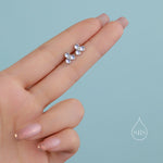 Moonstone Trio Stud Earrings in Sterling Silver, Moonstone Trinity Earrings, Simulated Moonstone Earrings, Trefoil Three