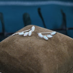White Opal Marquise Crawler Earrings in Sterling Silver, Marquise Cluster Ear Climbers, Silver, Gold or Rose Gold, Lab Opal Earrings
