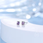 Very Tiny Amethyst Purple Oval CZ Stud Earrings in Sterling Silver, Silver or Gold, Oval Cut Crystal Earrings, February Birthstone