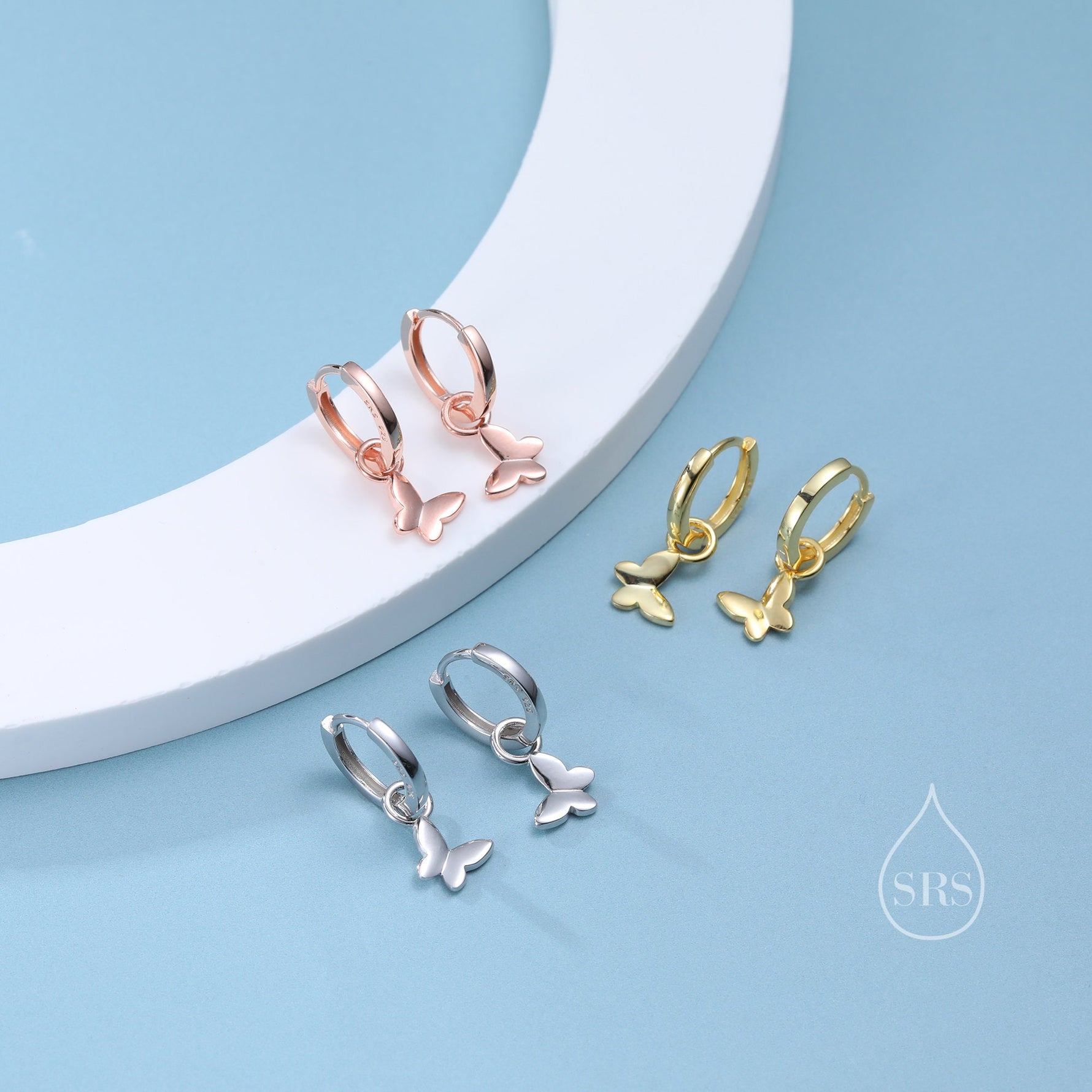 Sterling Silver Butterfly Huggie Hoops, Detachable Butterfly Hoop Earrings, Dainty Butterfly Dangle Earrings, Butterfly Earrings