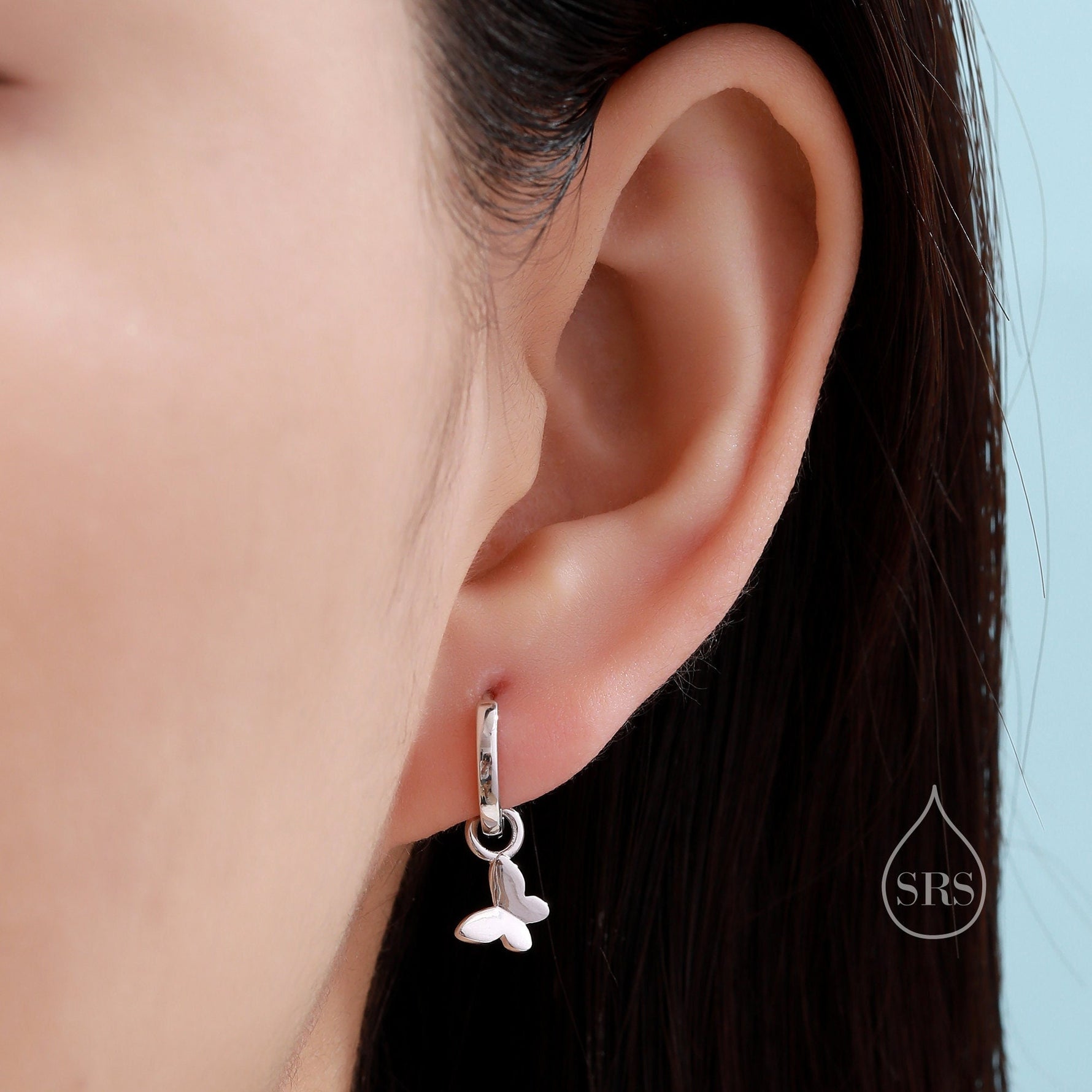 Sterling Silver Mismatched Butterfly and Dragonfly Huggie Hoops, Detachable Butterfly and Dragonfly Hoop Earrings, Gold or Rose Gold