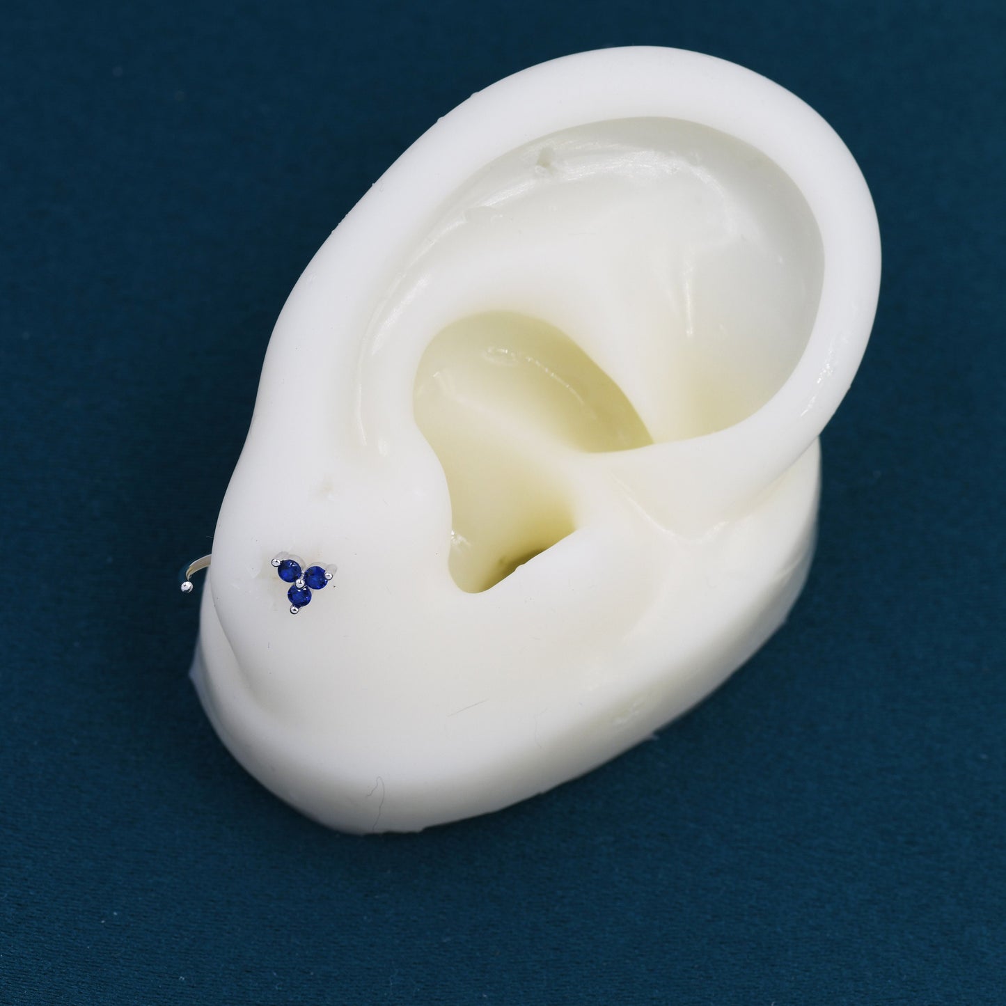 Amethyst Purple CZ Flower Huggie Hoop Earrings in Sterling Silver, Tiny CZ Trio Open Hoops, Pull Through Threaders, Half Hoops, C Shape