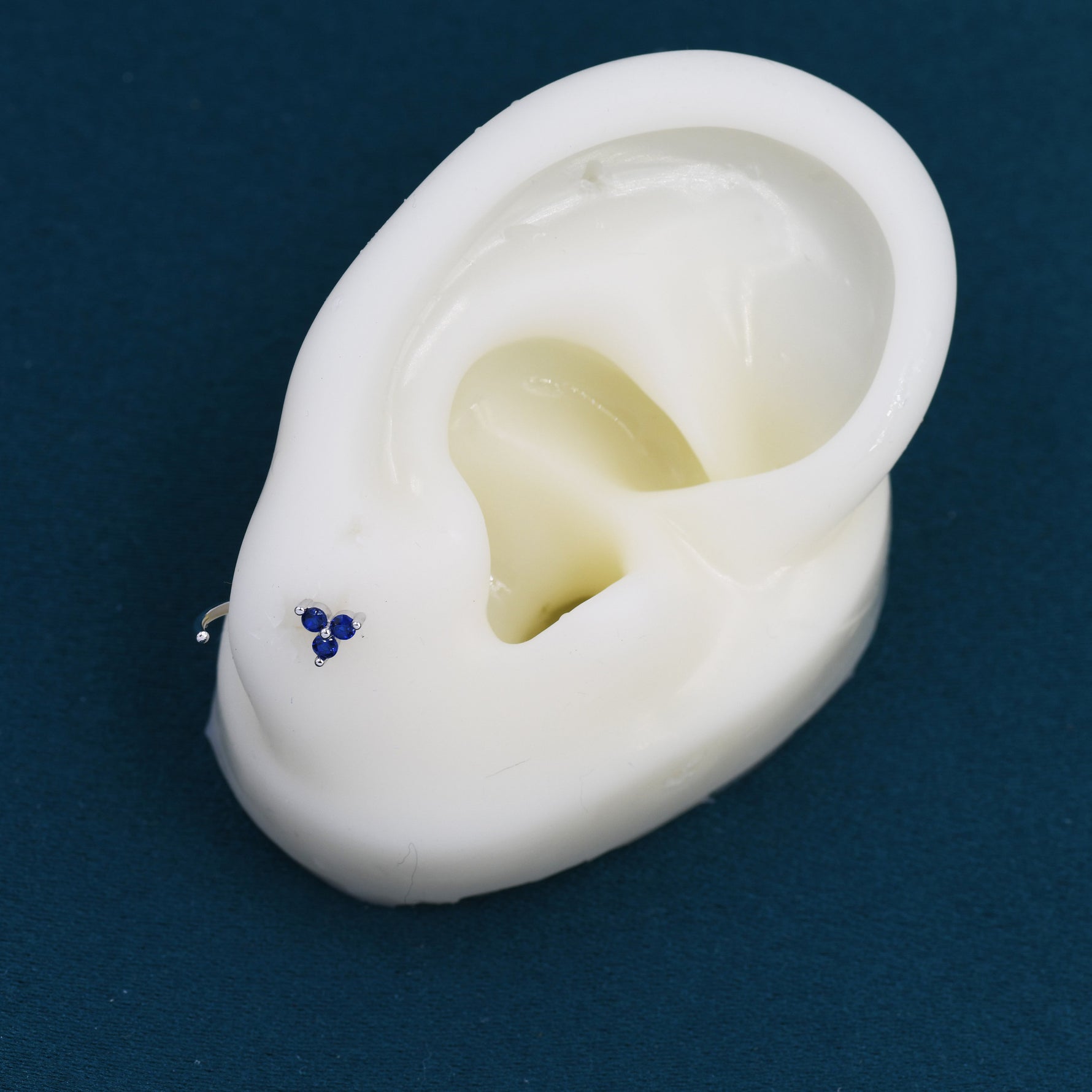 Amethyst Purple CZ Flower Huggie Hoop Earrings in Sterling Silver, Tiny CZ Trio Open Hoops, Pull Through Threaders, Half Hoops, C Shape