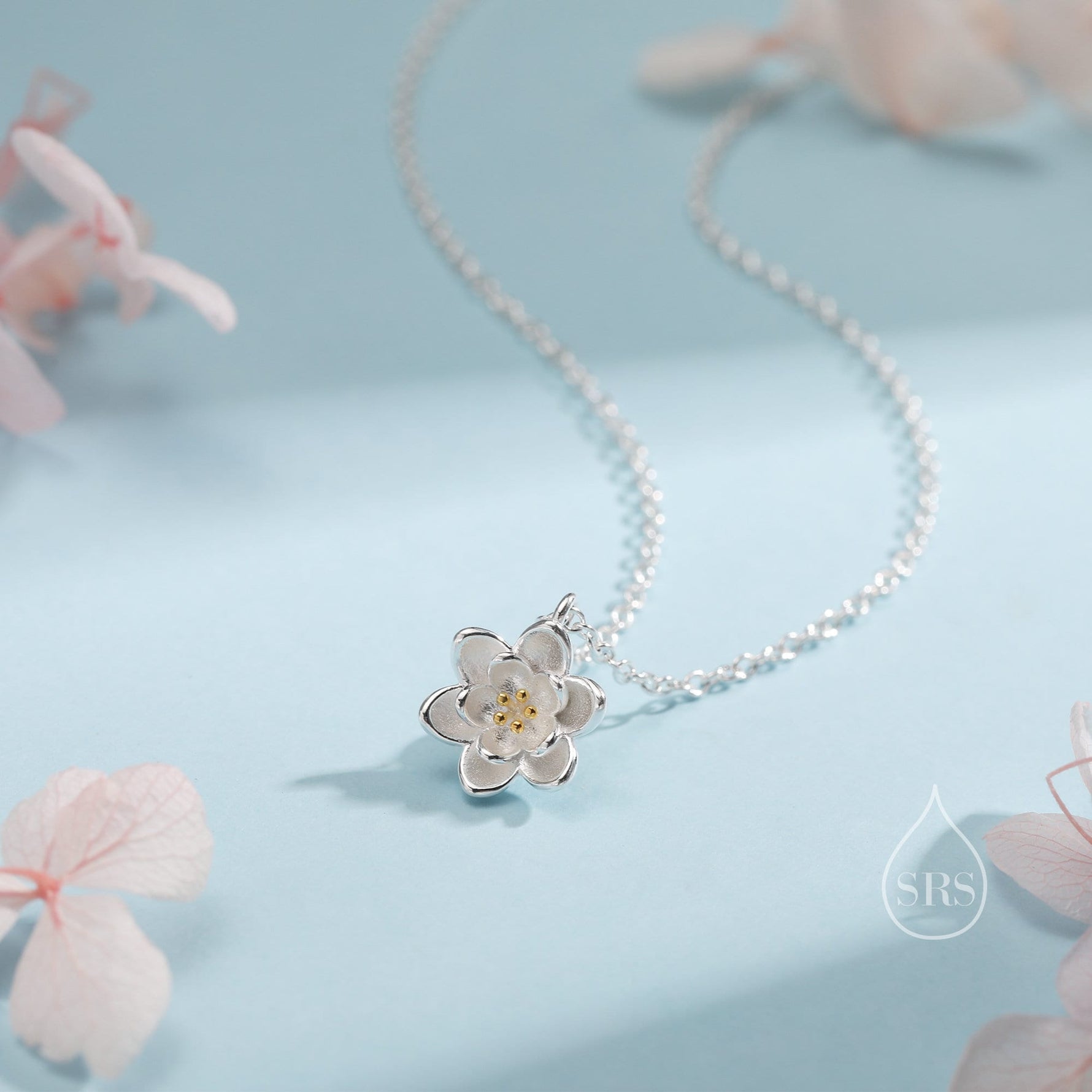 silver lily flower necklace Water Lily lotus flower Pendant Necklace – Silver Rain Silver