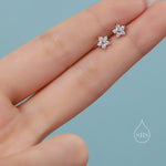 Tiny Flower CZ Stud Earrings in Sterling Silver, Forget Me Not Floral CZ Earrings, Silver, Gold and Rose Gold, Flower CZ Earrings