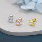 Moonstone Starburst Screw Back Earrings in Sterling Silver, Star Barbell Earrings with Moonstone, Silver, Gold and Rose Gold, Screwback